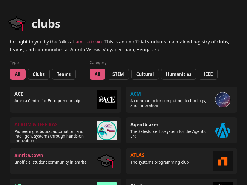 clubs directory
